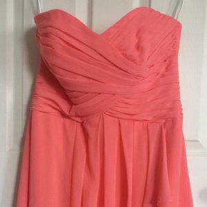 David's Bridal Strapless Coral Dress Size 10